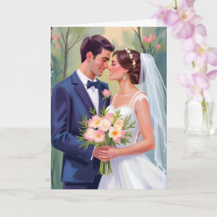 Carte Mariée & Marié Jeunes Mariés Aquarelle