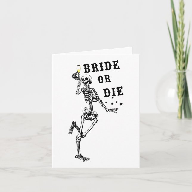 Carte Mariée Ou Mort Dansant Squelette Bachelorette Goth (Devant)