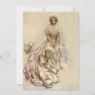 Carte Mariée victorienne vintage, Portrait nuptial antiq