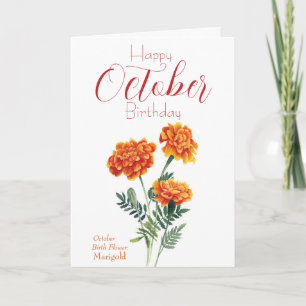 Carte Marigold Octobre Fleur de naissance Anniversaire
