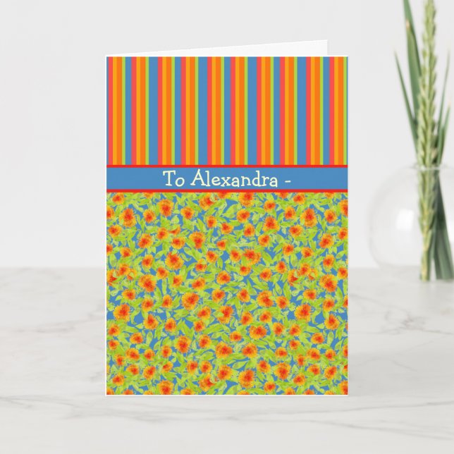 Carte Marigolds, Stripes Octobre Anniversaire pour Perso (Devant)