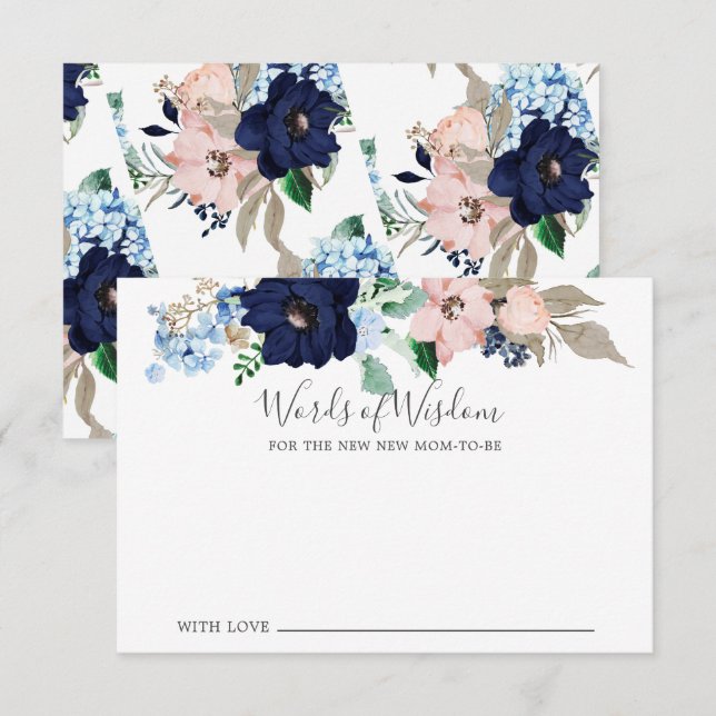 Carte marine baby shower & Blush Words of Wisdom (Devant / Derrière)