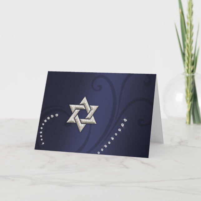 Carte Marine Blue Shimmer avec Silver Star (Devant)