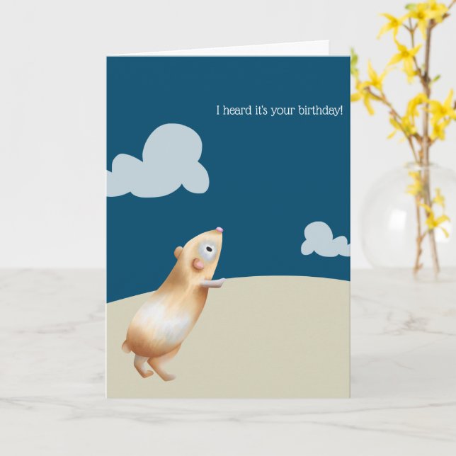 Carte Marine Cute Bleue Guinée Cochon Anniversaire (Fleur jaune)