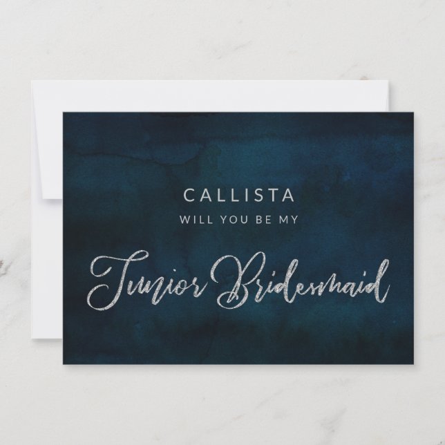 Carte Marine Luster Blue Be My Junior Bridesmaid Proposi (Devant)