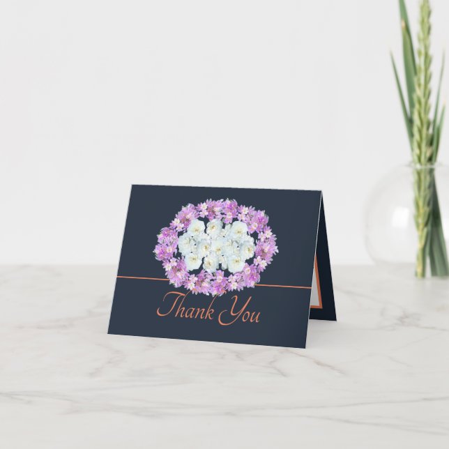 Carte Marine Orange Chic Roses Crocus Merci de couronne (Devant)