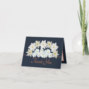 Carte Marine Orange Joli Blanc Fleurs Bouquet Merci