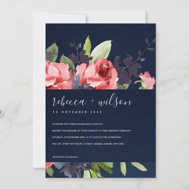 CARTE MARINE ROSE ROSE ROSE PEONY FLORA MARIAGE DE BUNCH (Devant)