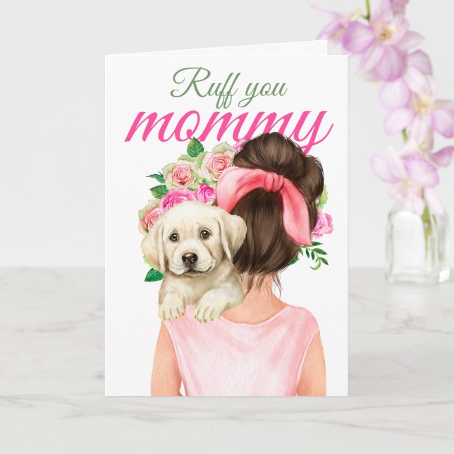 Carte Marionnette Jaune Labrador Avec Femme Ruff You Mam (Orchidée)