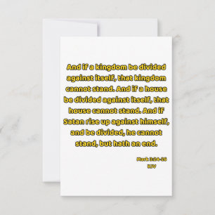Carte Mark 3:24-26 KJV Bible Scripture Salutation