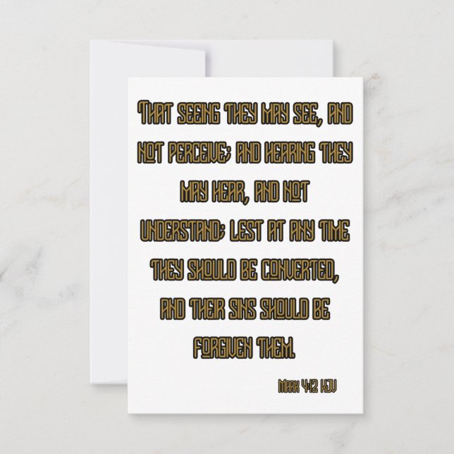 Carte Mark 4:12 KJV Bible Scripture Salutation (Devant)