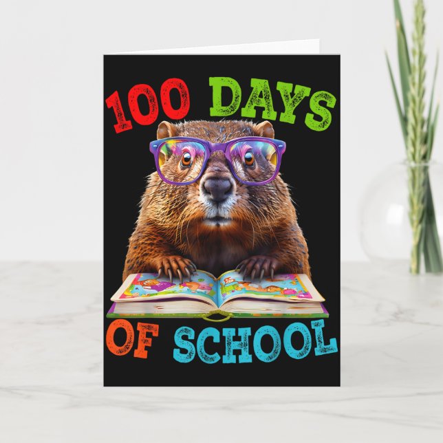Carte Marmotte drôle 100e jour d'école Enseignant Marmot (Devant)
