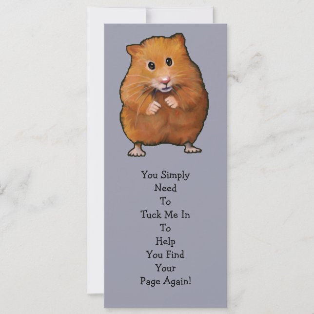 Carte MARQUE DU LIVRE HAMSTER : "Tuck Me In" (Devant)