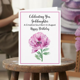 Carte Marraine Joyeux Anniversaire Août Poppy Violet