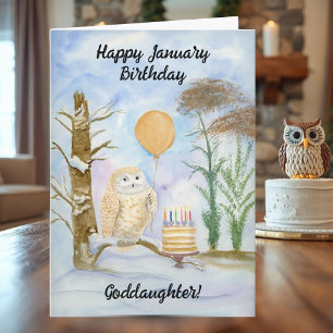 Carte Marraine Joyeux Anniversaire de Janvier Gâteau de
