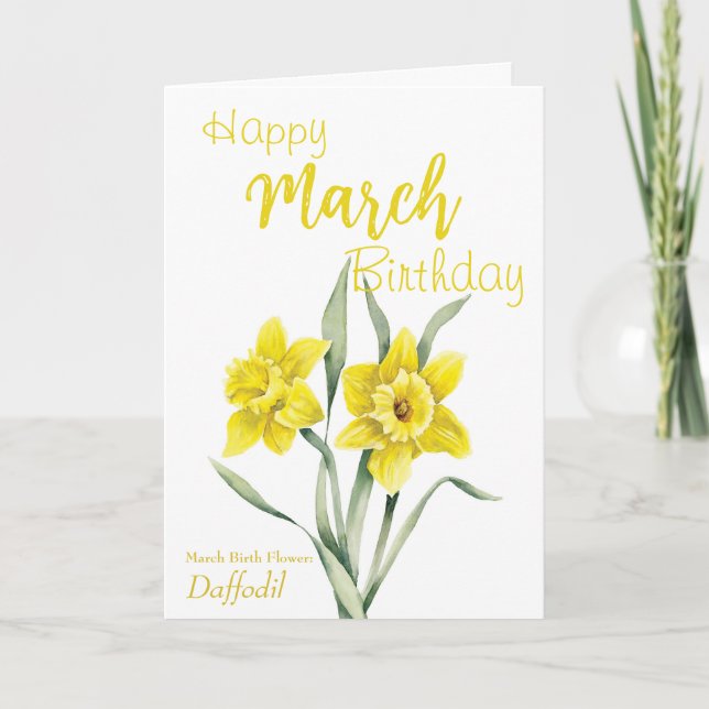 Carte Mars Anniversaire Daffodique Fleur de naissance (Devant)