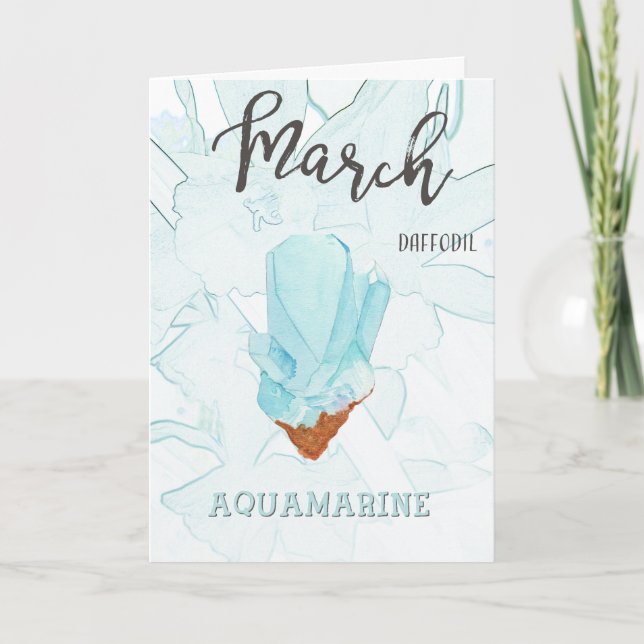 Carte Mars Anniversaire : Pierre d'Anniversaire Aquamari (Devant)