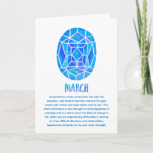 Carte Mars Birthstone Aquamarine Anniversaire