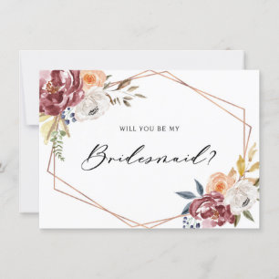 Carte Marsala Floral Géométrique Seras-Tu Ma Servante D'