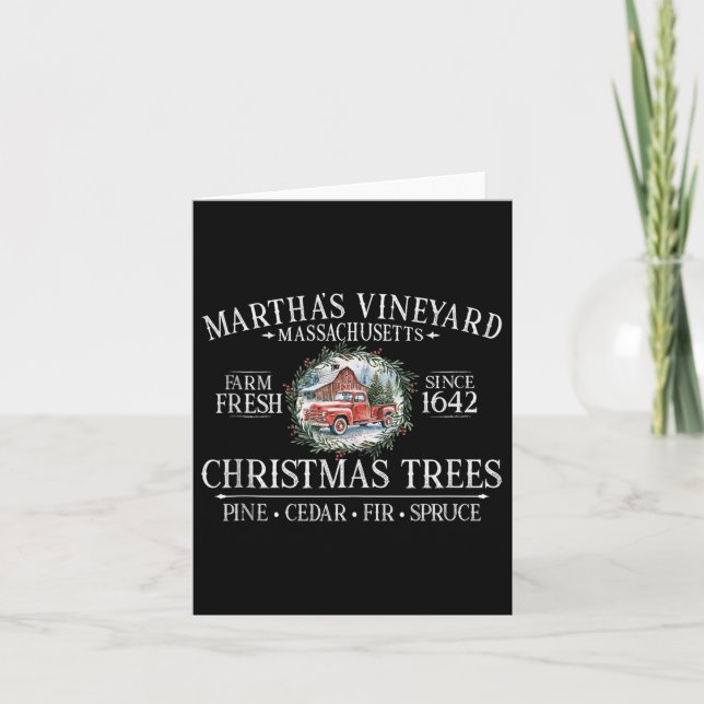 Carte Martha's Vineyard Ma Christmas Trees Red Truck Whi (Devant)