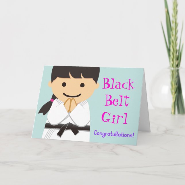 Carte Martial Arts Black Belt Girl Smile Card (Devant)