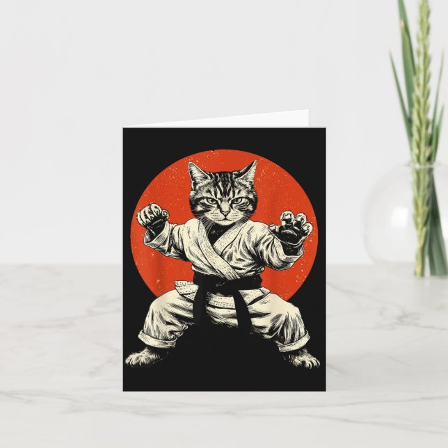 Carte Martial Arts Cat Karate Judo Japanese Flag Funny J (Devant)