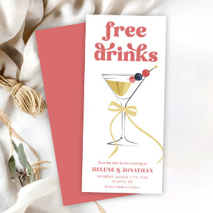 Carte Martini Boissons Gratuites Mariage Élégant Enregis