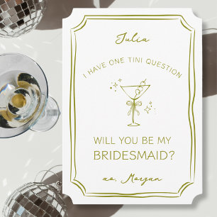 Carte Martini Bridesmaid Proposition en mode Whimsical D