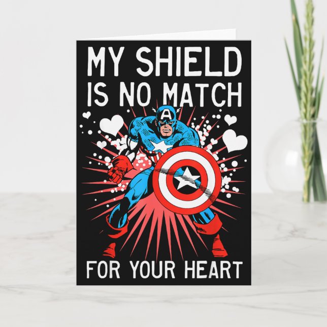 Carte Marvel Captain America Bouclier Cœur Saint-Valenti (Devant)
