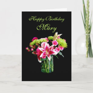 Carte Mary Happy Birthday, Stargazer Lily Bouquet