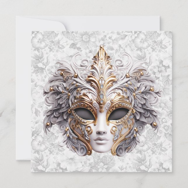 Carte Mascarade Masque coloré en gris (Devant)