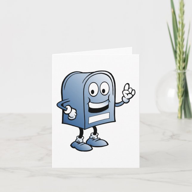 Carte Mascotte de boîte aux lettres joyeux bleu caractèr (Devant)