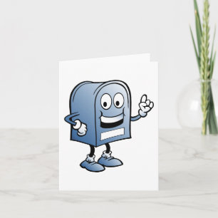 Carte Mascotte de boîte aux lettres joyeux bleu caractèr