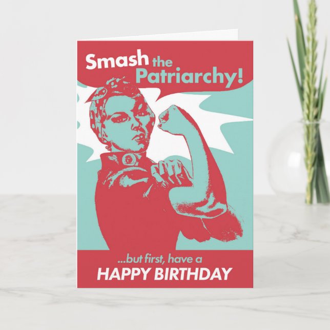 Carte Mash Patriarchy Funny Feminist Birthday Card (Devant)