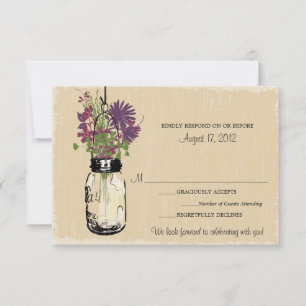 Carte Mason Jar et Fleur sauvage RSVP