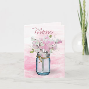 Carte MASON JAR WATERCOLOR ROSE POIS DOUX POIS Fête des 