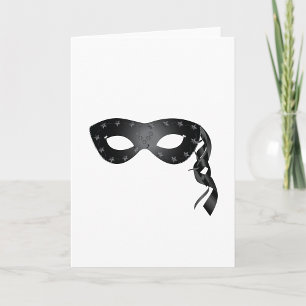 Carte Masque noir élégant avec dentelle florale