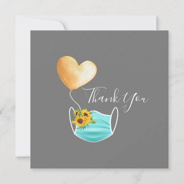 Carte Masque Visage & Fleurs Merci (Devant)