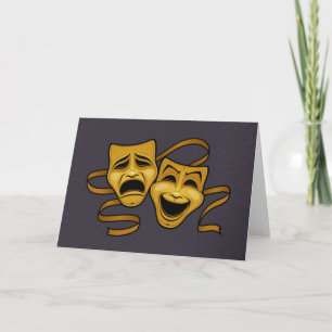 Carte Masques de théâtre de comédie et de tragédie d'or
