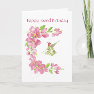 Carte Masquez les 102nd fleurs de cerisier et colibri