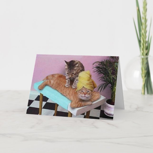 Carte Massage de chats amusant Anniversaire (Devant)
