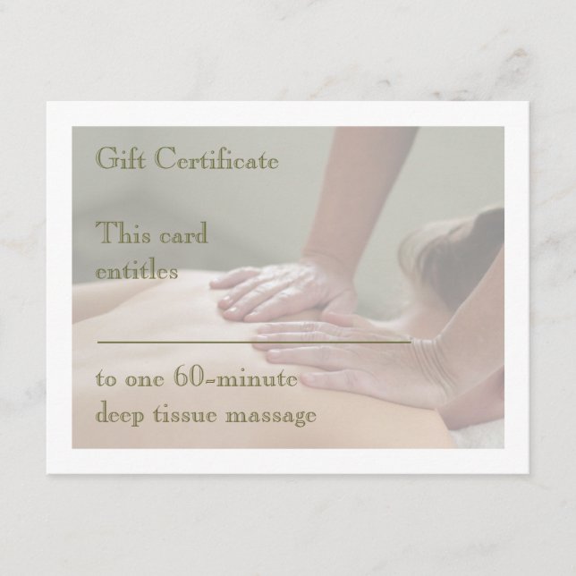 Carte Massage suédois - Retour - Certificat cadeau (Devant)
