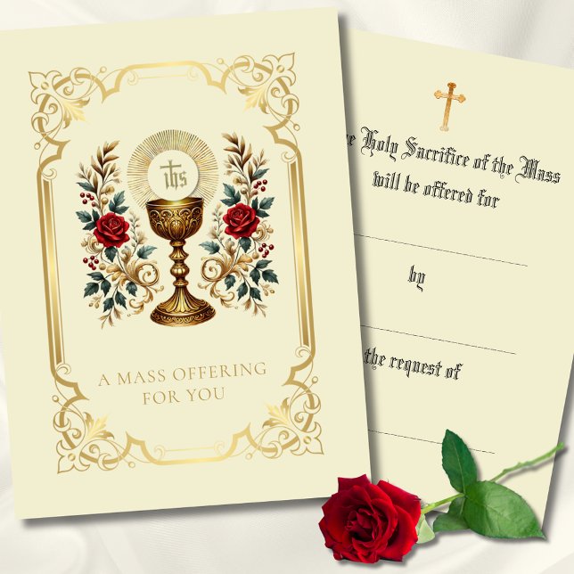 Carte Masse Catholique Offrant Chalice Floral (Créateur téléchargé)
