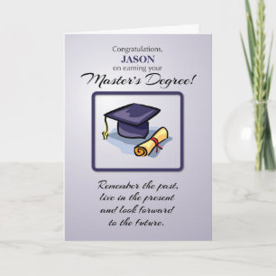 Carte Master's Degree Nom personnalisé Graduation Se sou