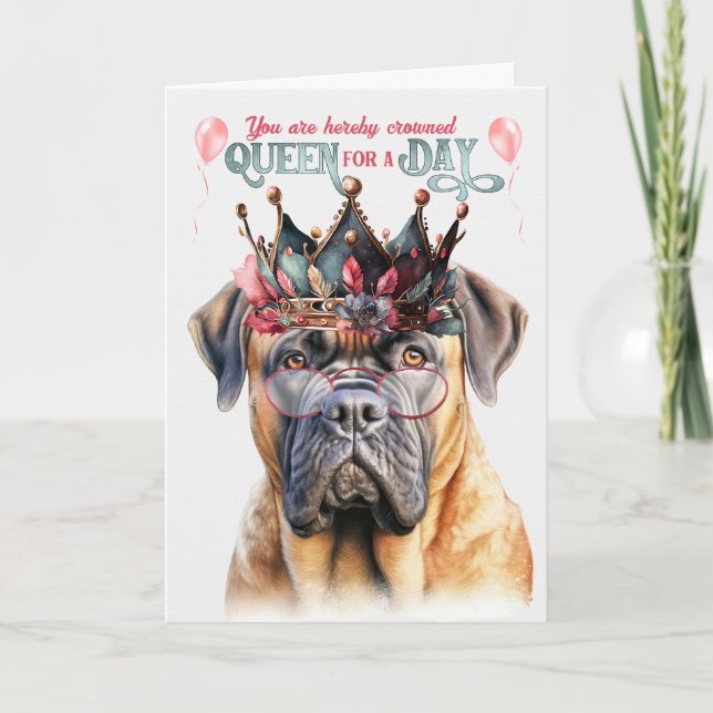 Carte Mastiff Dog Queen pour une journée d'anniversaire  (Devant)