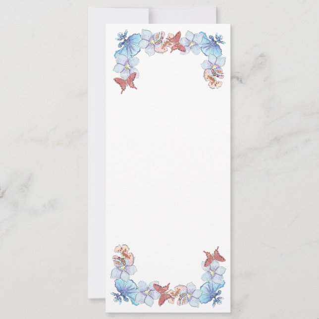 Carte Mat orchidée papillon rouge 4 po x 9,25 po (Devant)