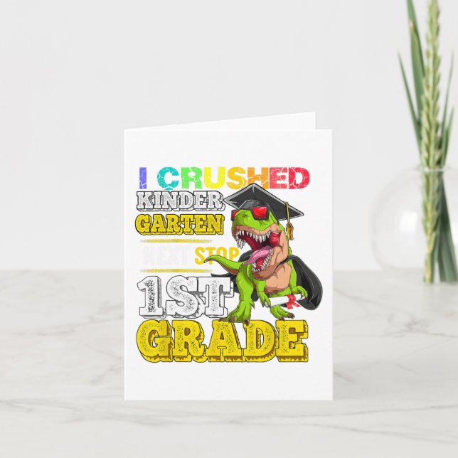 Carte Maternelle écrasée Prochaine étape 1re année Dinos (Devant)
