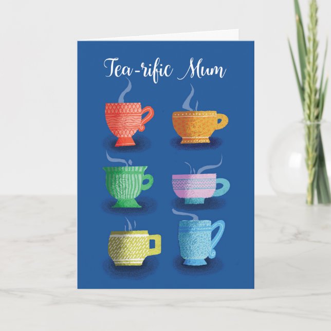 Carte Mathering Sunday Mum Whimsical Steaming Teups (Devant)