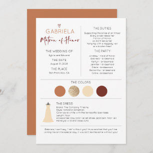 Carte Matron d'honneur Proposition et information