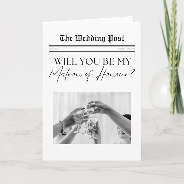 Carte Matron of Honor Proposition, UK Custom Newspaper (Devant)